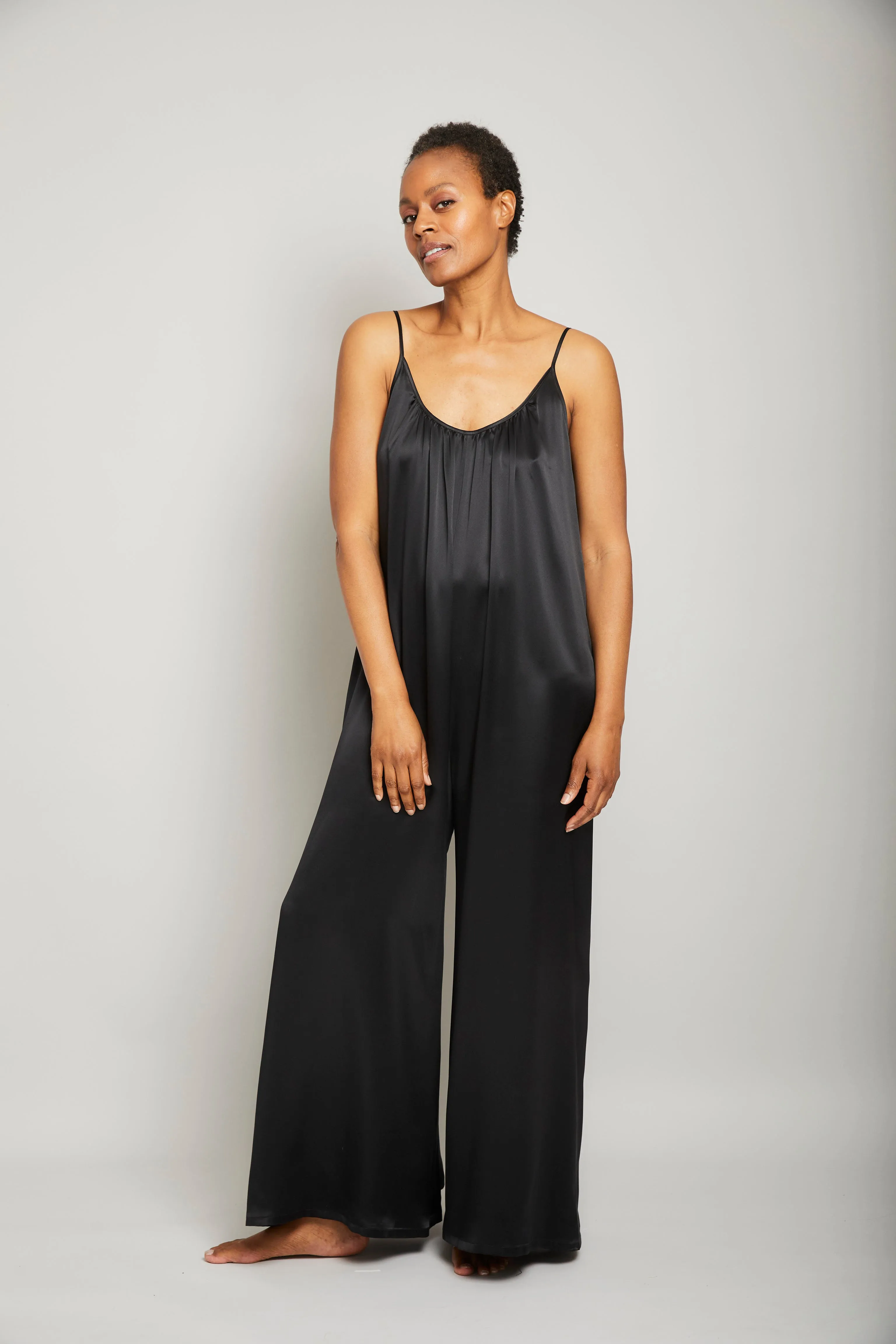 Silk Charmeuse Jumpsuit - Black