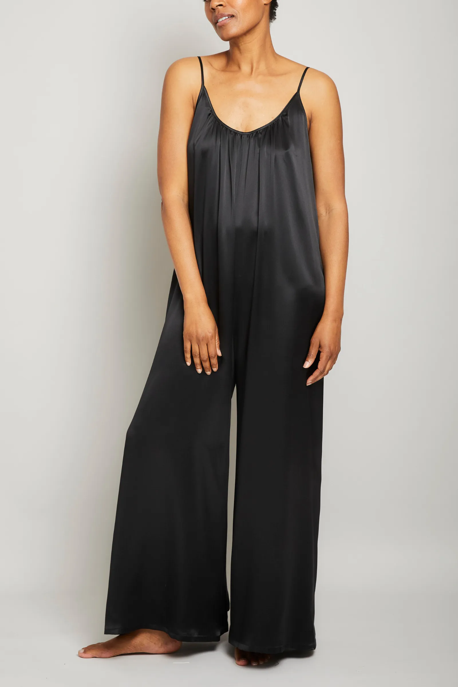 Silk Charmeuse Jumpsuit - Black