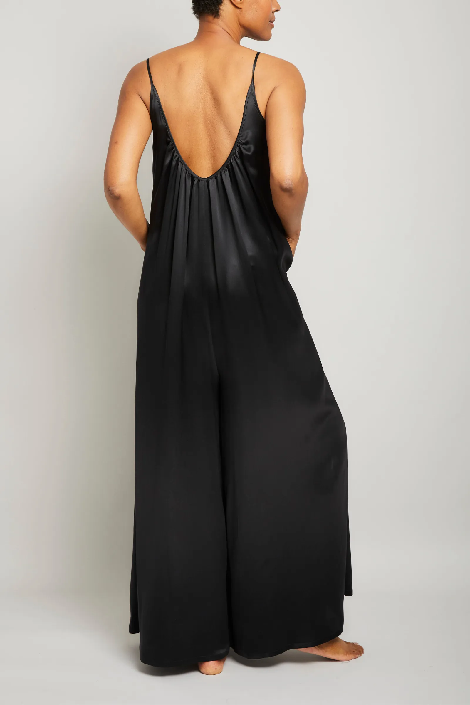 Silk Charmeuse Jumpsuit - Black