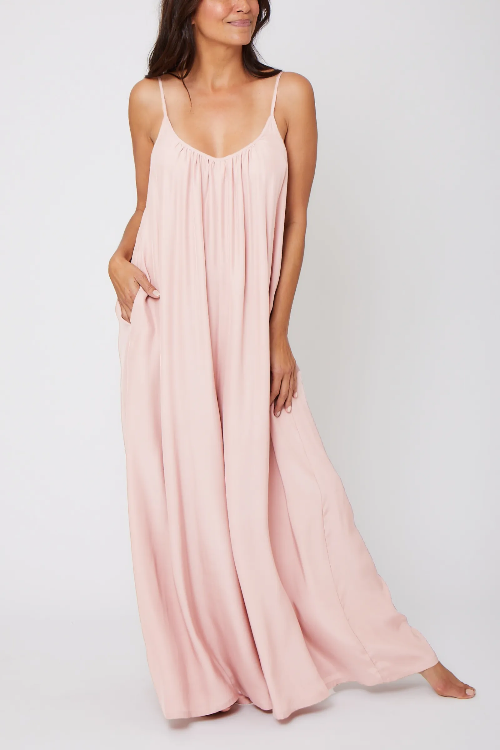 Silk Charmeuse Jumpsuit - Light Pink