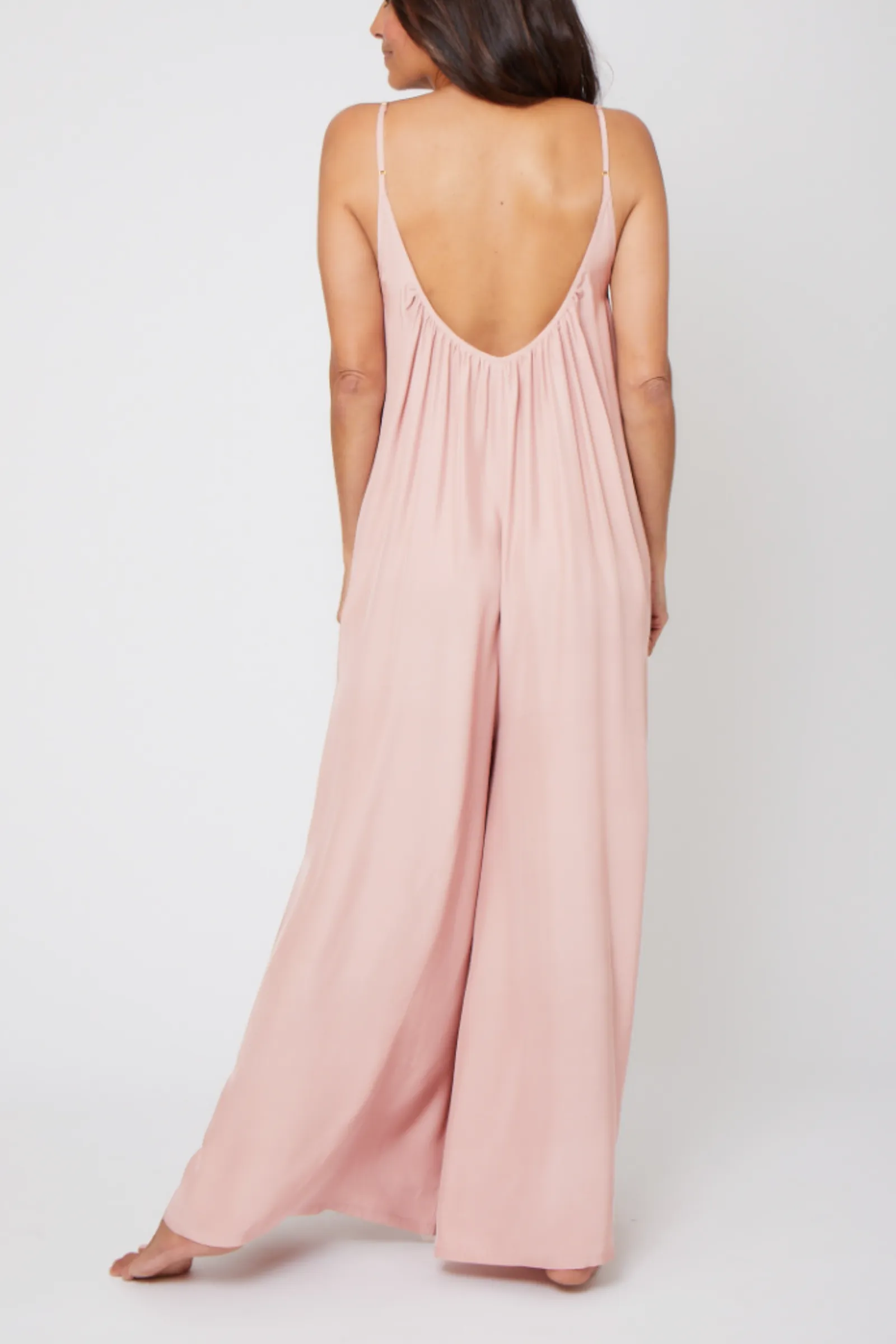 Silk Charmeuse Jumpsuit - Light Pink