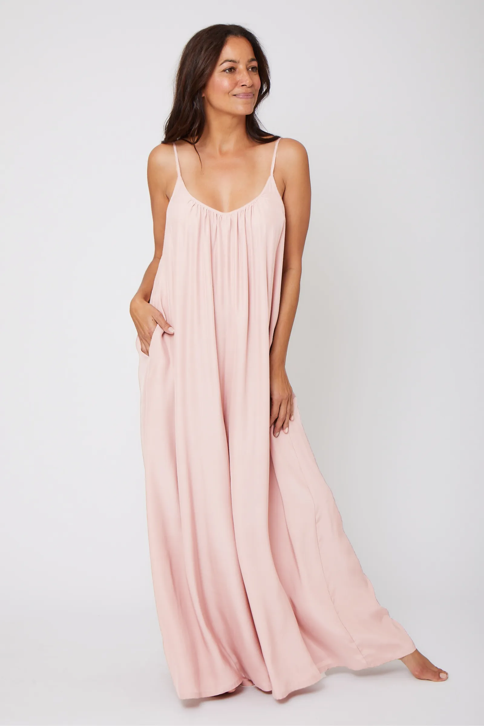 Silk Charmeuse Jumpsuit - Light Pink