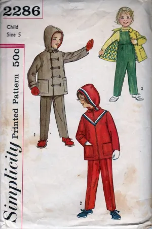 Simplicity 2286 Vintage 1950's Sewing Pattern Childrens' Jacket Suspender Pants