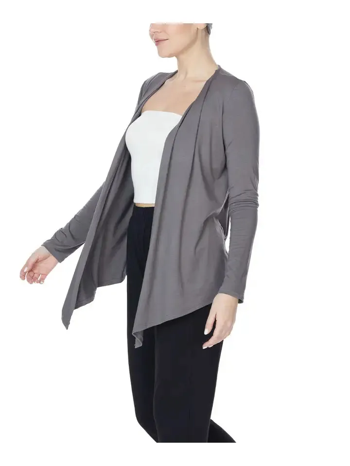 S.K. Bamboo Front Tie Open Cardigan | Grey