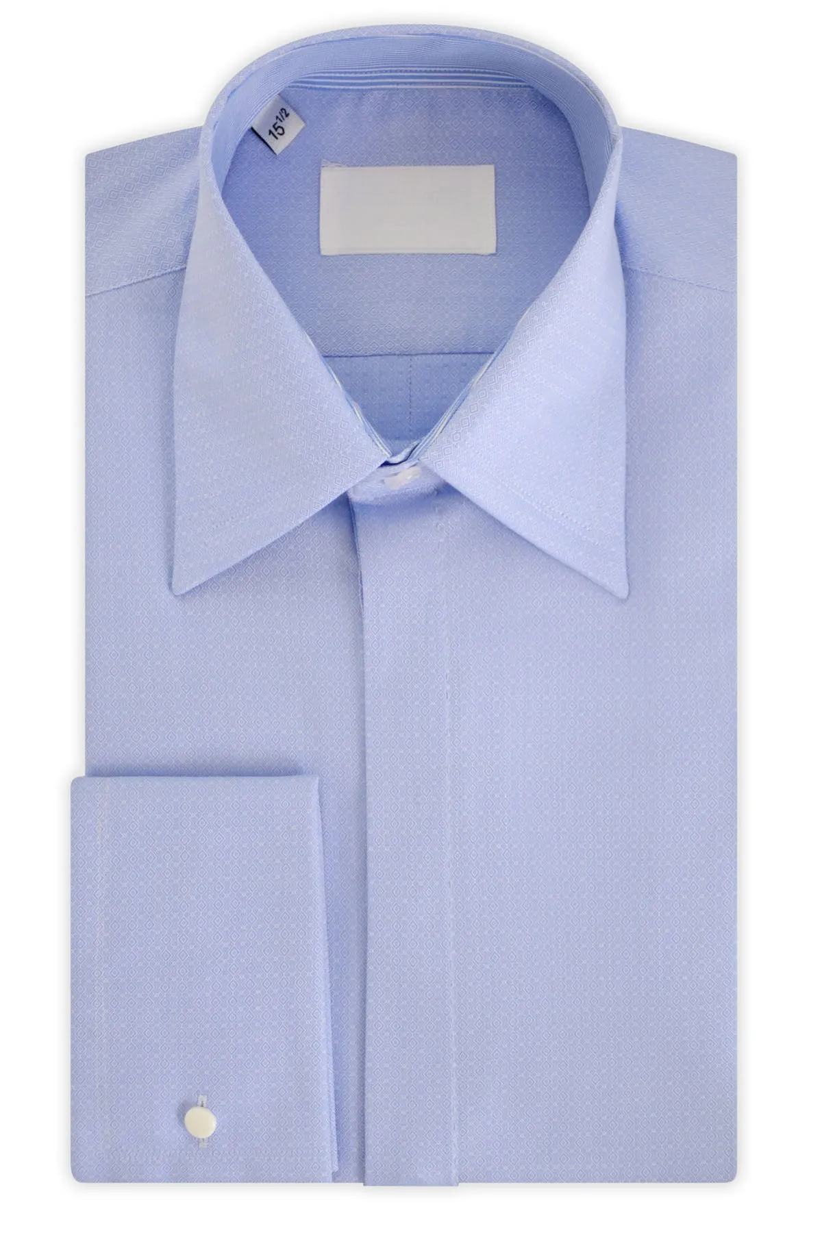 Sky Blue over White Geometric Forward Point Collar Shirt