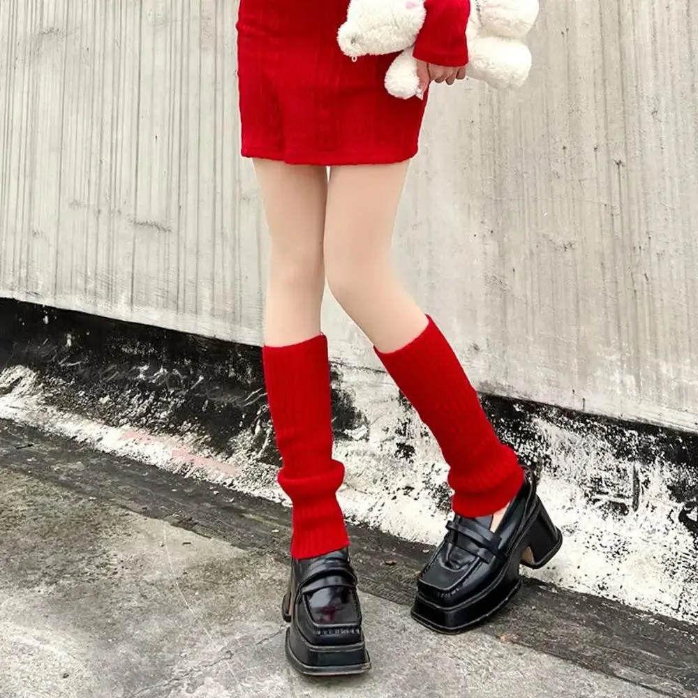 Sohiwoo Winter Leg Warmers Fluffy Goth Gyaru Y2k Accessories Gothic Lolita Knit Socks Women Legs Warmers Ladi Sock Gothic Style Legging