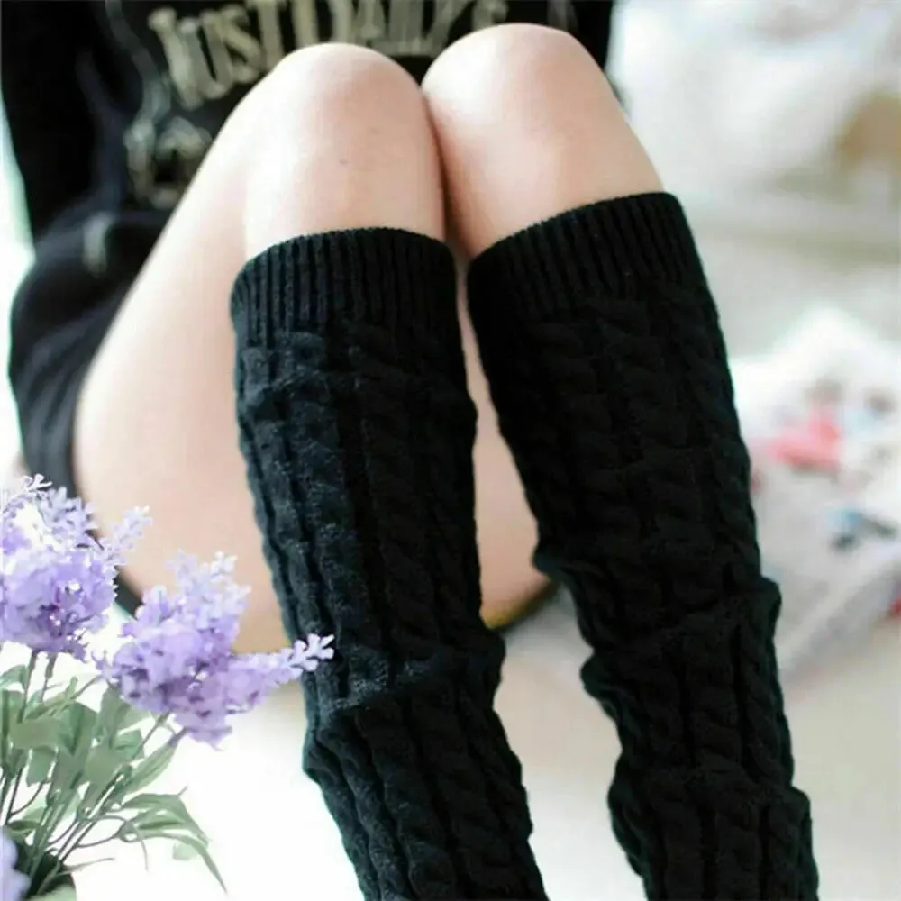 Sohiwoo Winter Leg Warmers Fluffy Goth Gyaru Y2k Accessories Gothic Lolita Knit Socks Women Legs Warmers Ladi Sock Gothic Style Legging