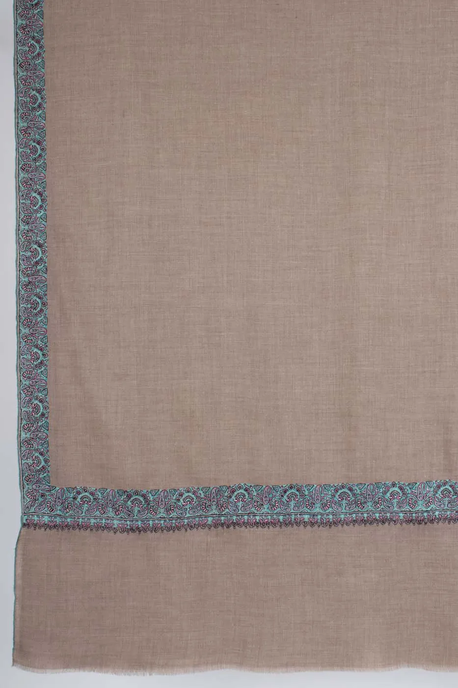 Sozni Embroidered Badum Pashmina Shawl Natural - PISA