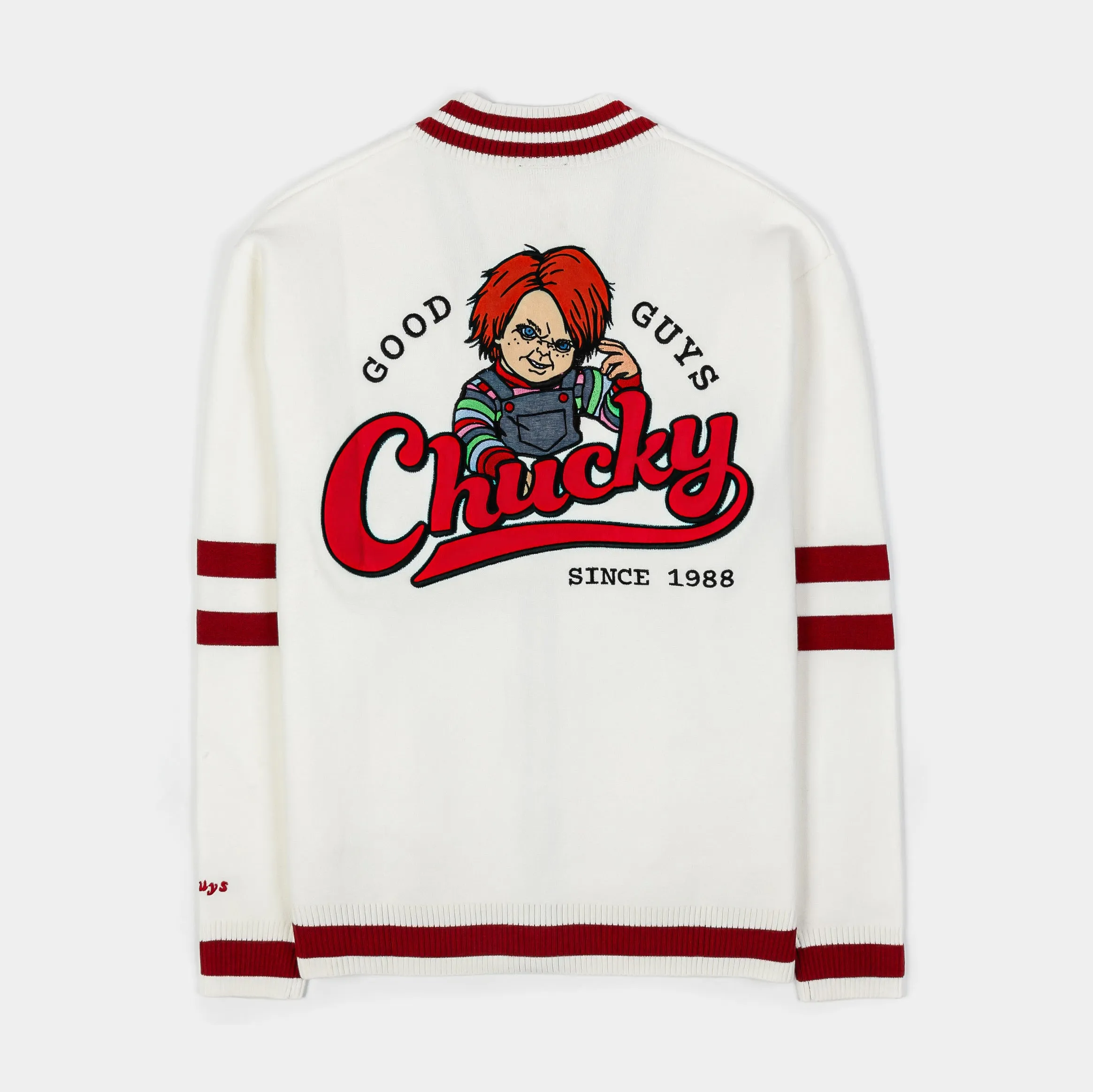 SP x Chucky Varsity Mens Cardigan (Cream/Red)