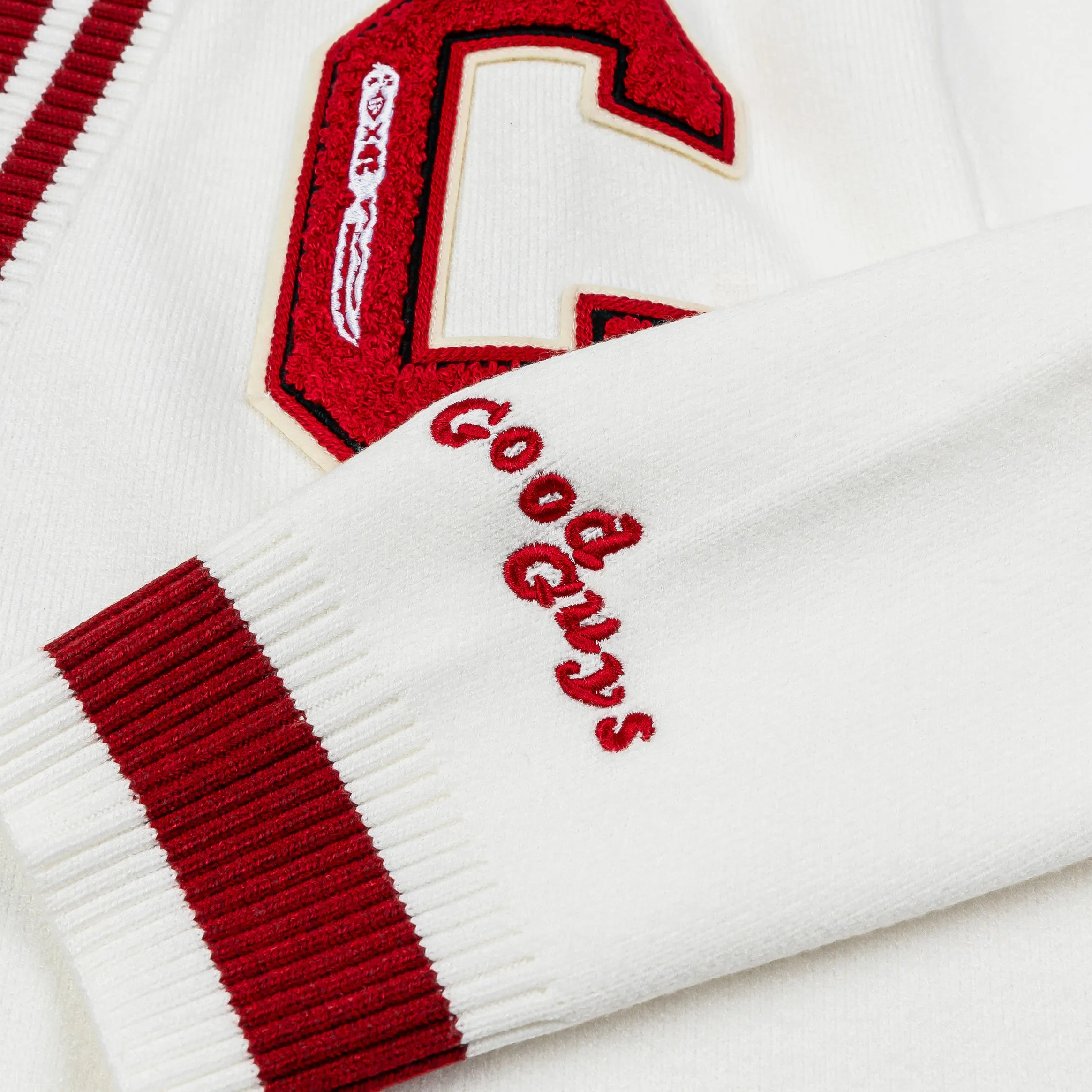 SP x Chucky Varsity Mens Cardigan (Cream/Red)