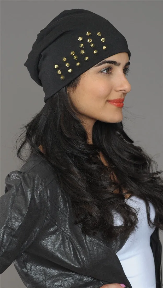 Spike Studded Beanie in Black