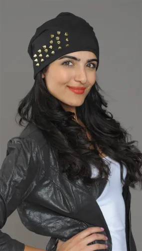 Spike Studded Beanie in Black