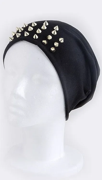 Spike Studded Beanie in Black