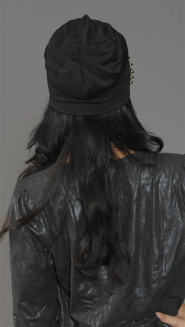 Spike Studded Beanie in Black