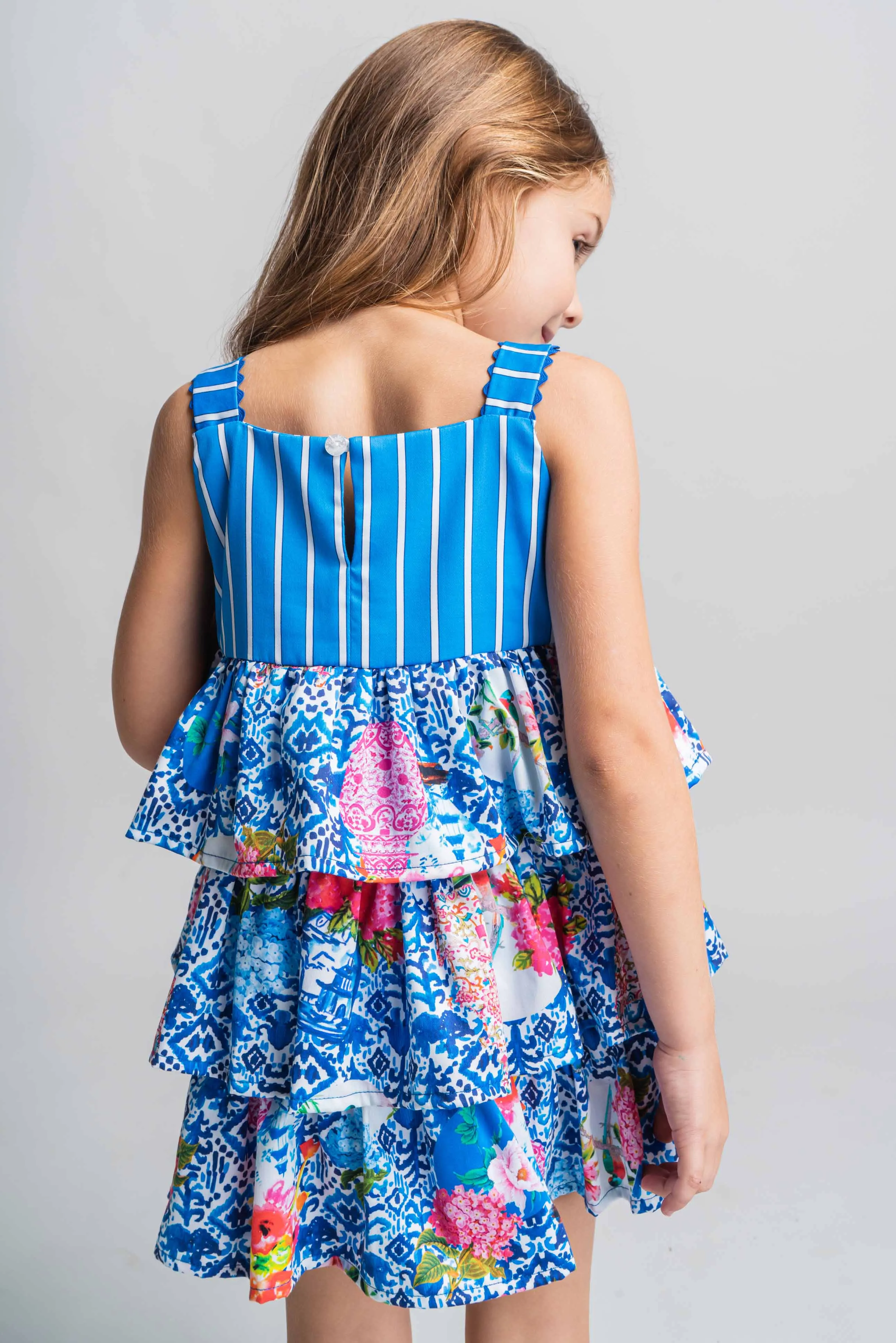 SS21 Rosalita Girls Waterway Blue Floral Dress