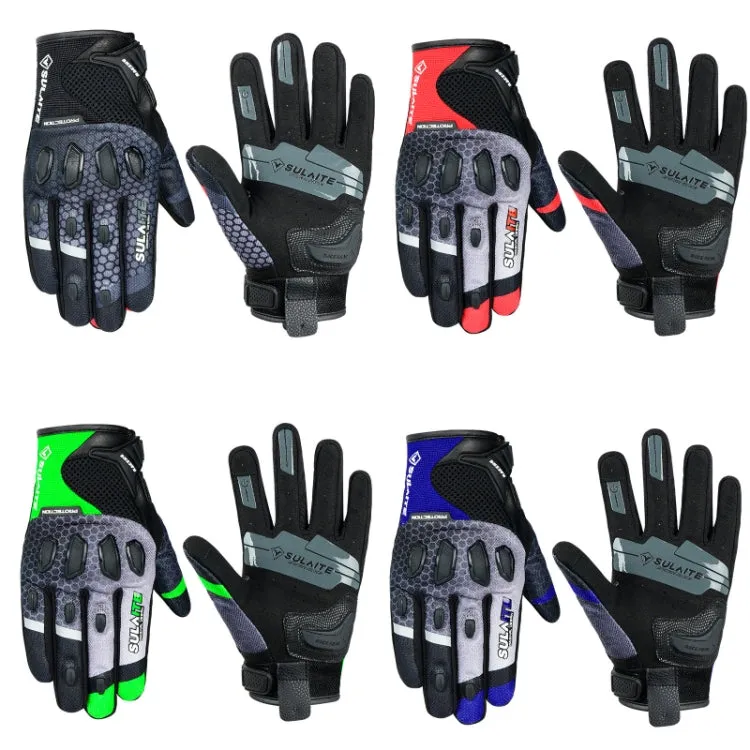 SULAITE Motorcycle Anti-fall Touch Screen Breathable Mesh Cycling Gloves, Size: XXL(Black Blue)