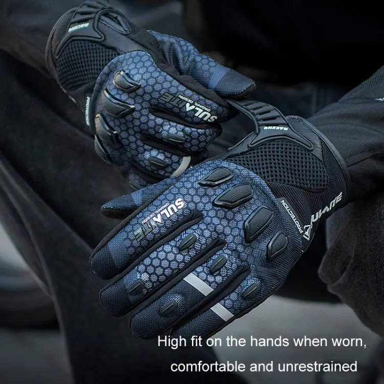 SULAITE Motorcycle Anti-fall Touch Screen Breathable Mesh Cycling Gloves, Size: XXL(Black)