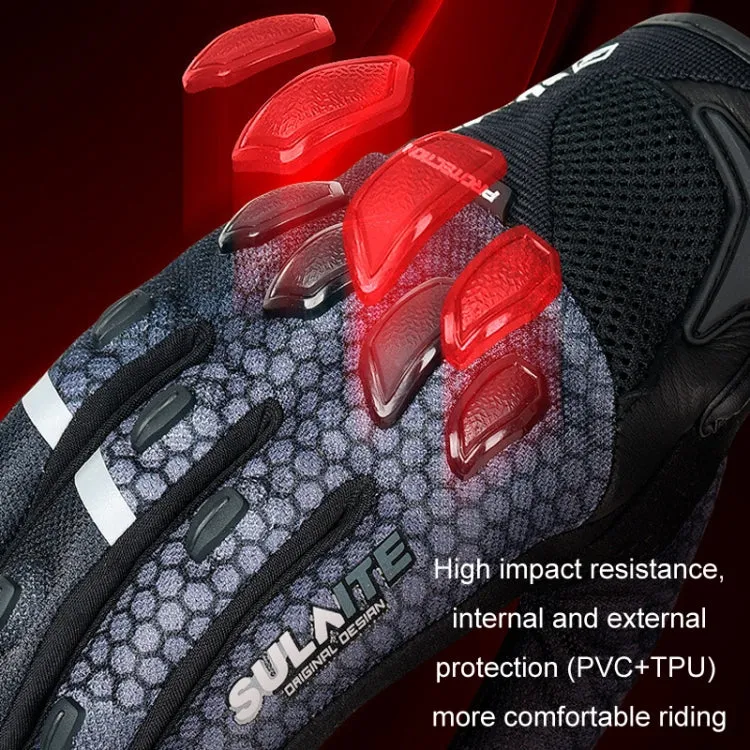 SULAITE Motorcycle Anti-fall Touch Screen Breathable Mesh Cycling Gloves, Size: XXL(Black)