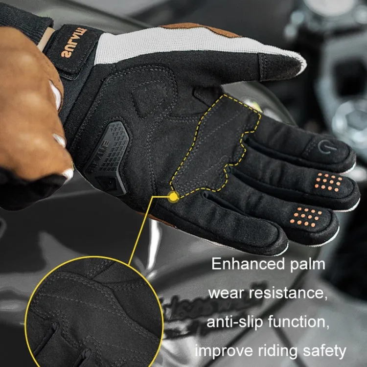 SULAITE Motorcycle Riding Breathable Conductive Touch Screen Full Finger Gloves, Size: M(Khaki)