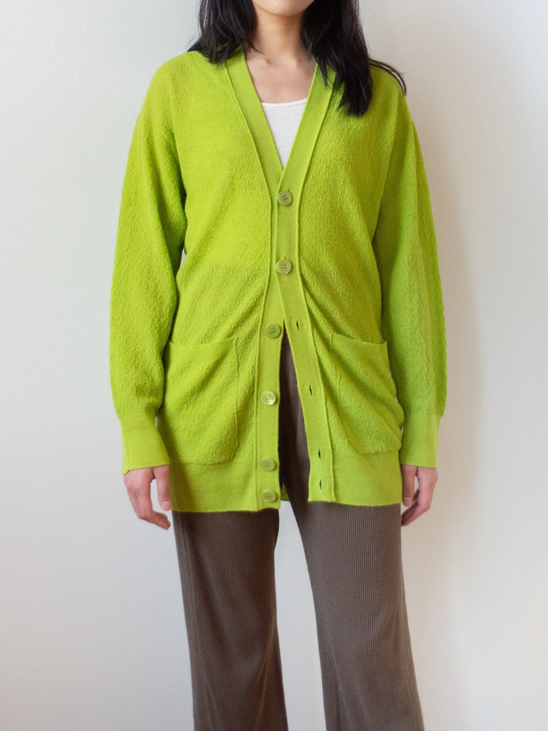 Superfine Mohair Amunzen Knit Cardigan - Kiwi