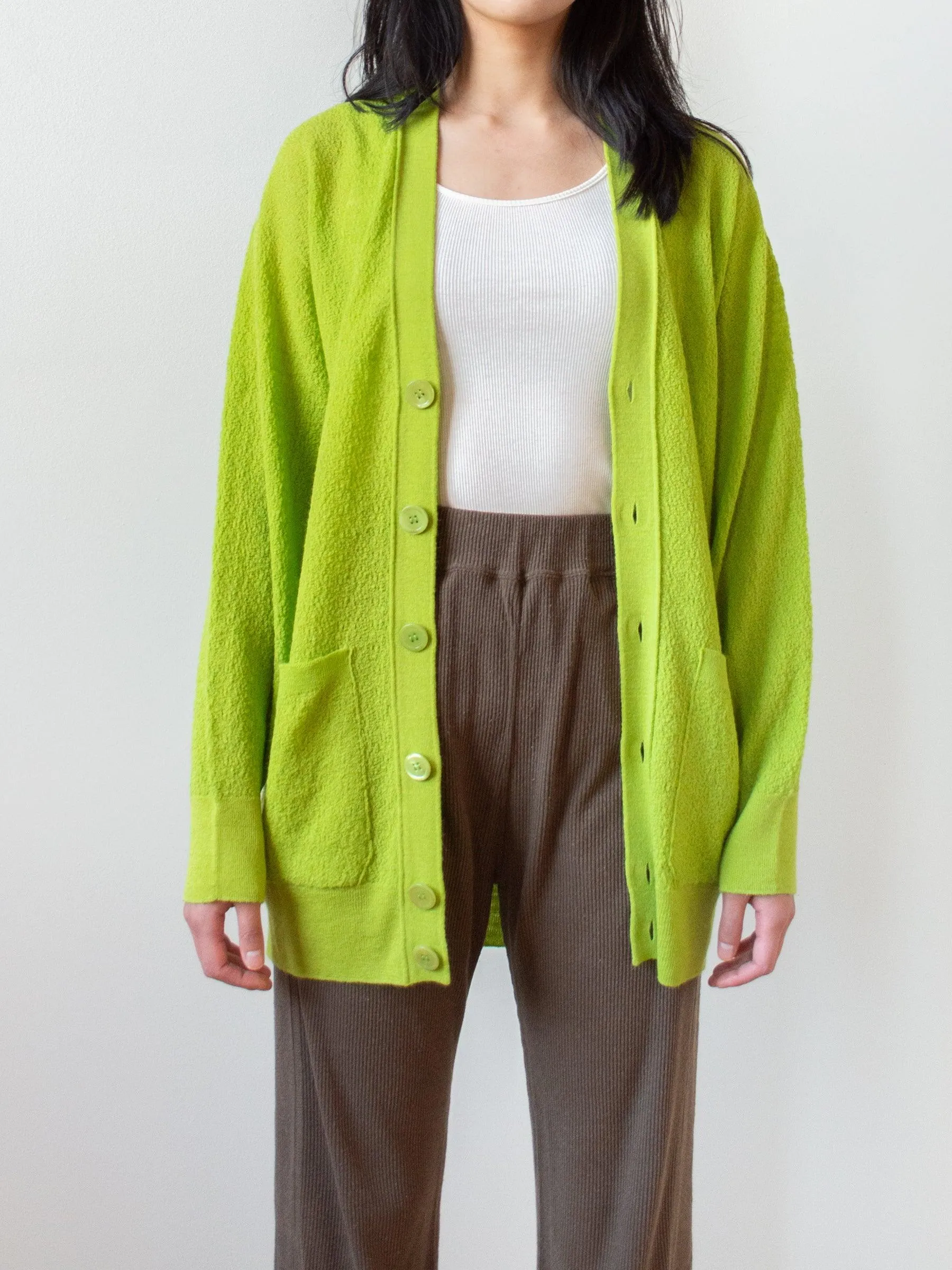 Superfine Mohair Amunzen Knit Cardigan - Kiwi