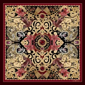 The Leopard & Ruby Silk Scarf | 130x130cm