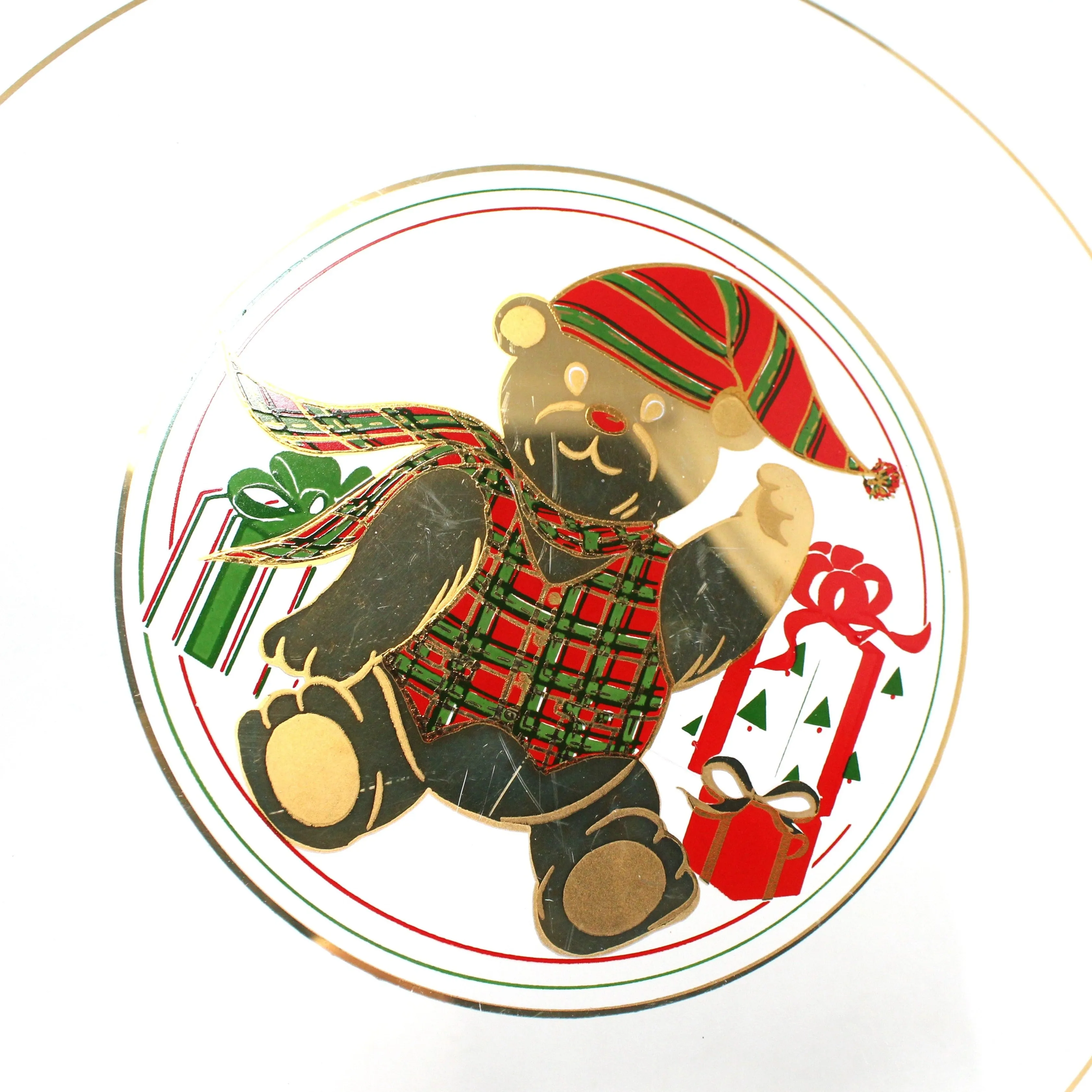 Tray, Culver, Christmas Yule Teddy Bear, Serving Tray / Plate, Vintage