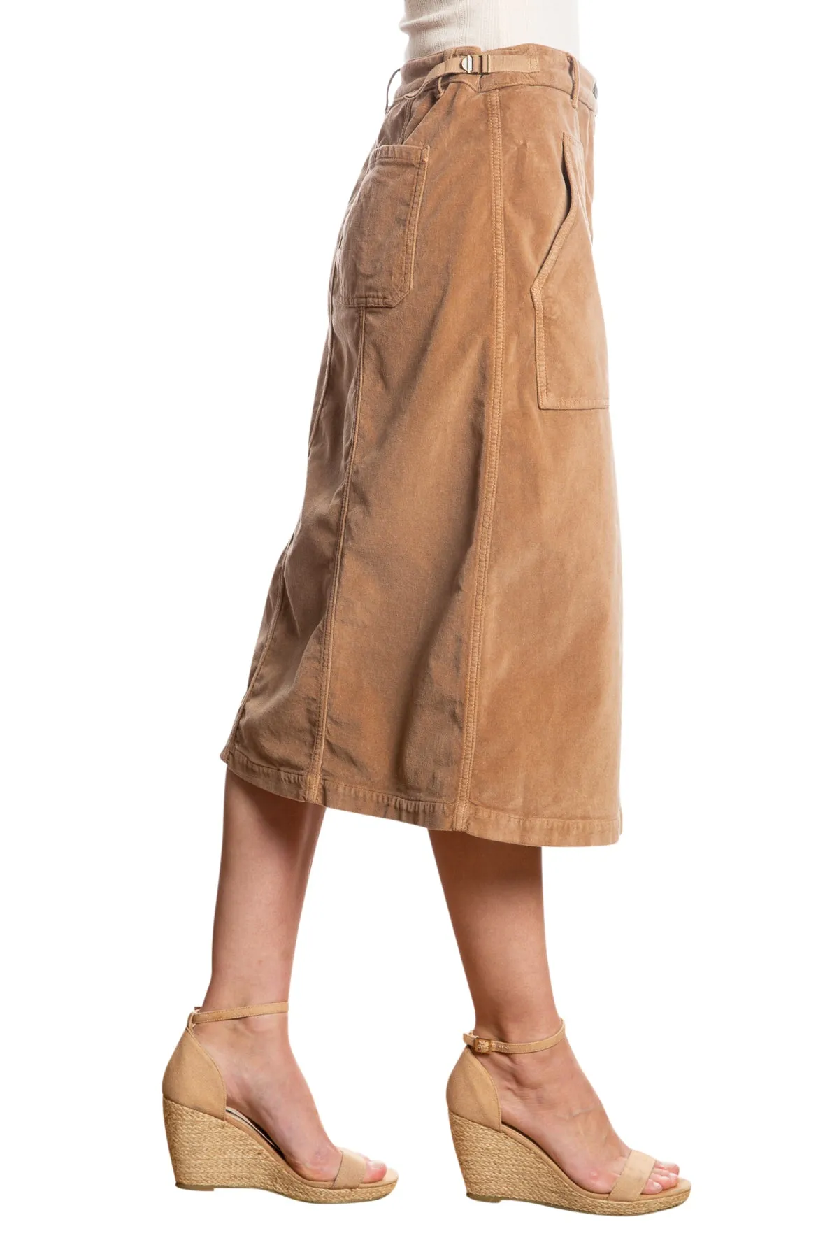 Velveteen A line skirt in Camel