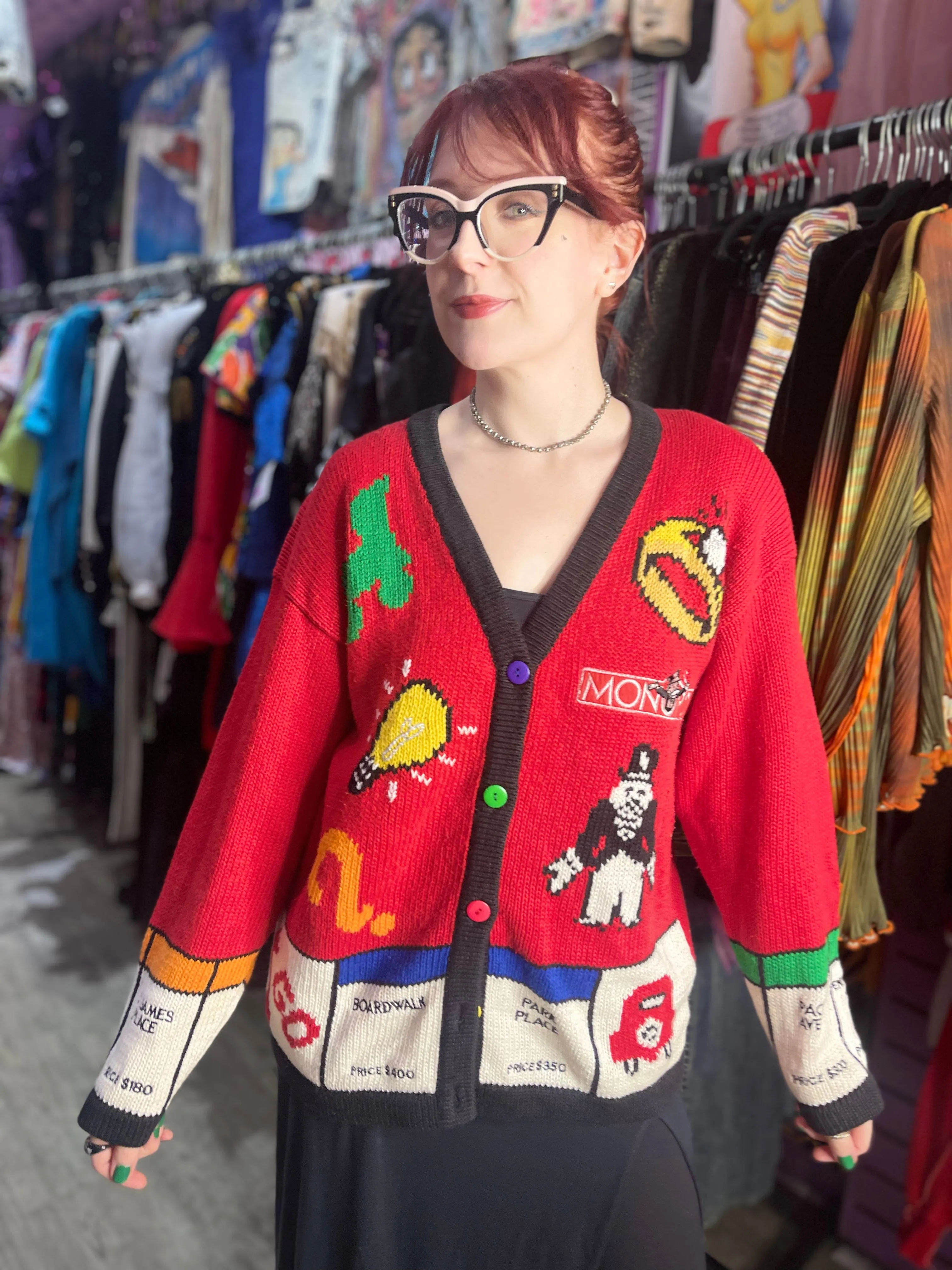 Vintage 90s Monopoly Cardigan