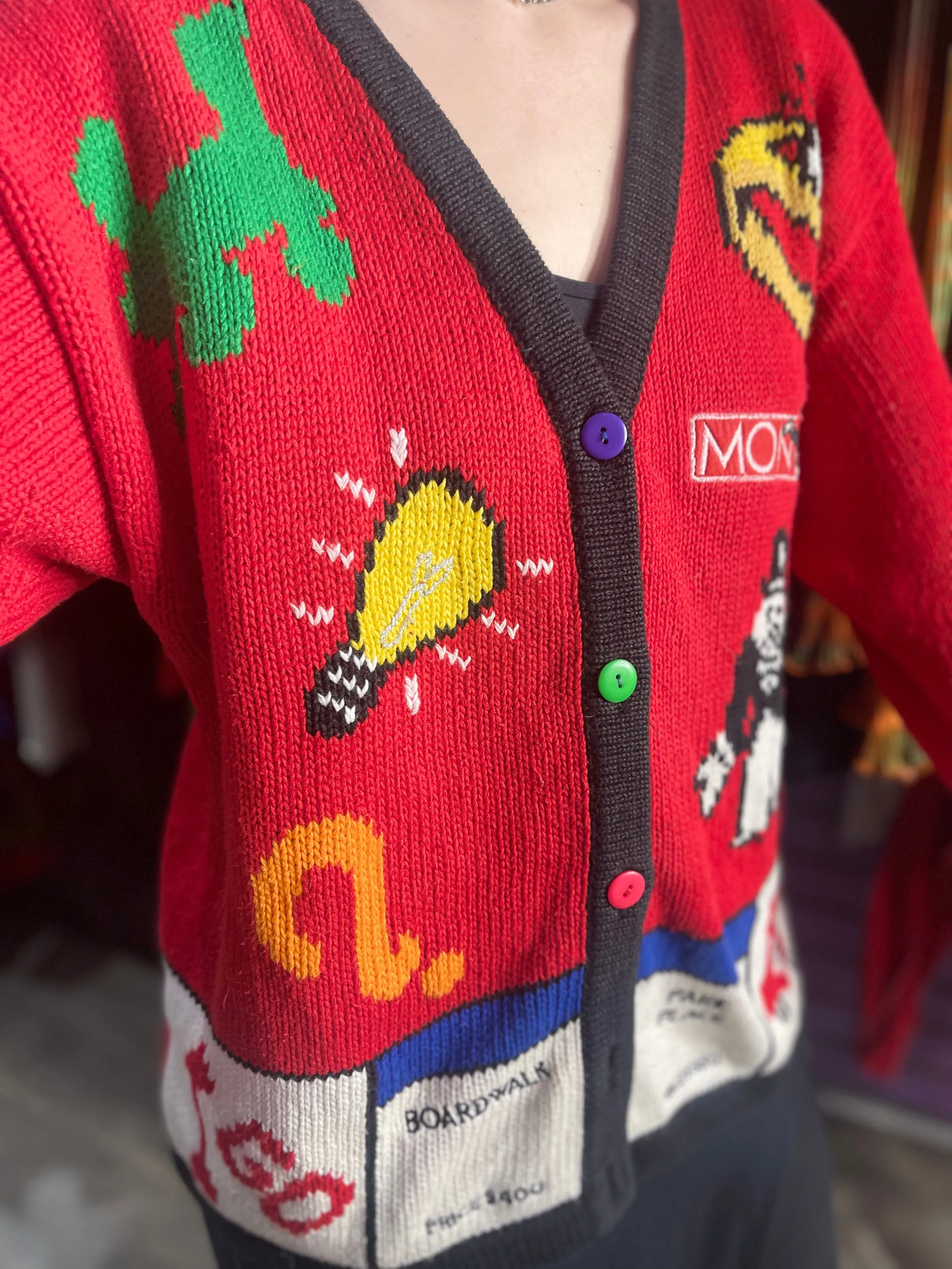 Vintage 90s Monopoly Cardigan