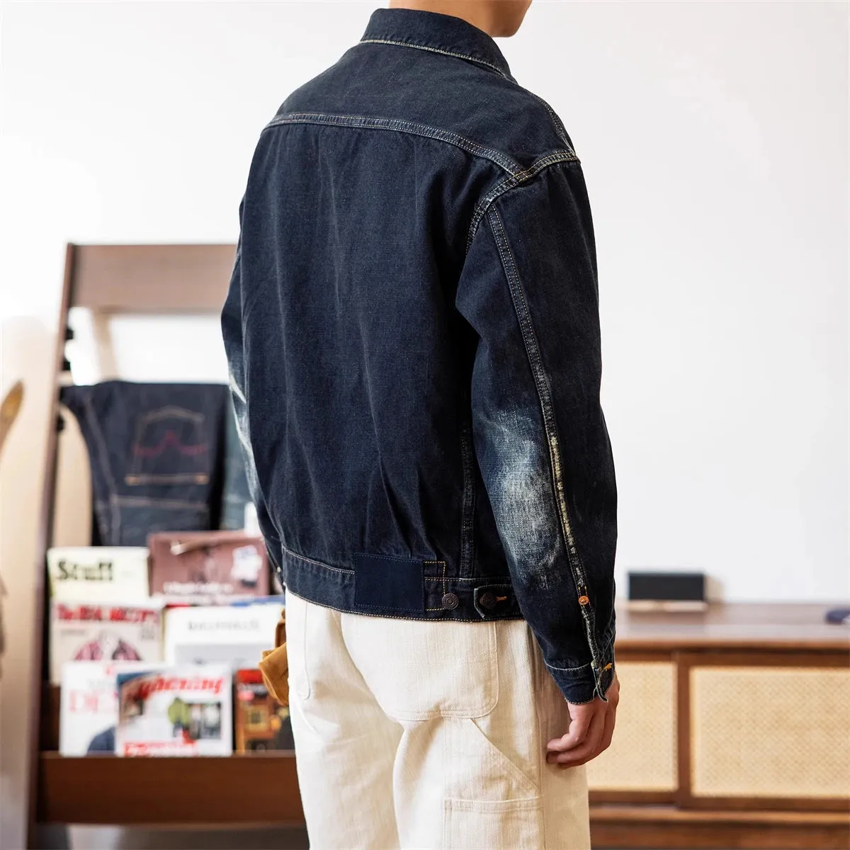 Vintage Men's Selvedge Denim Jacket - Blue