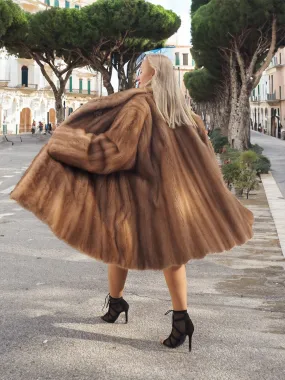 Vintage Pastel Canadian Brown Mink Fur Coat 88" Swing Stroller XL/3XL