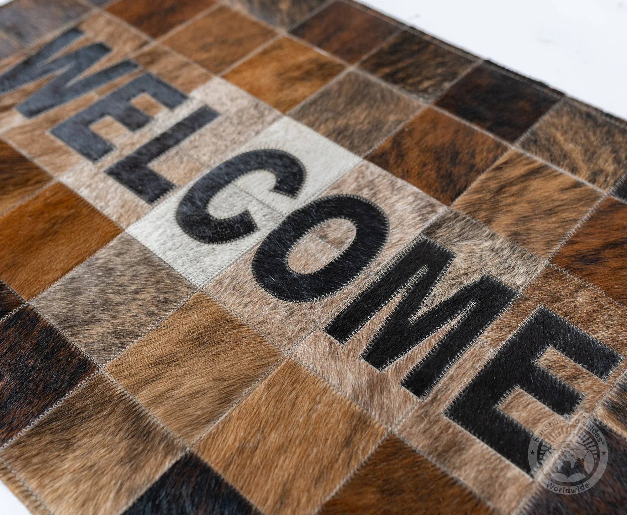 Welcome Doormat -  Brindle Brown Tones