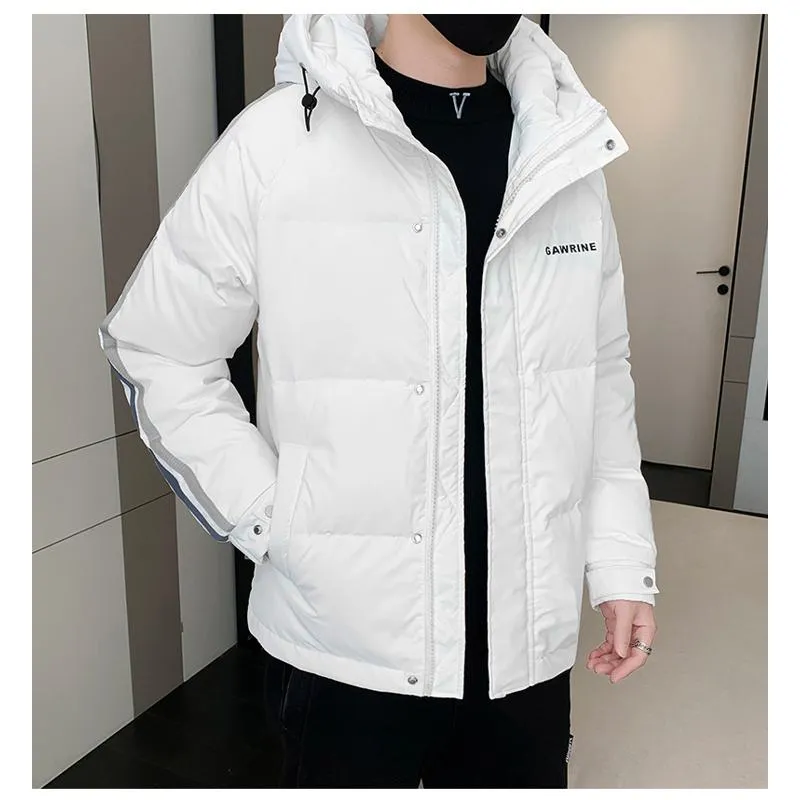 White Duck Down Cropped Versatile Keep Warm Hooded Down Jacket