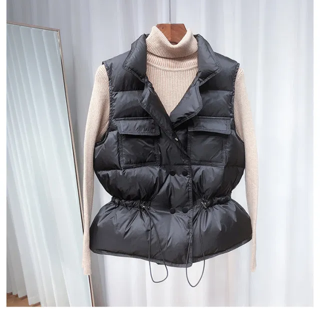 Wjczt 2022 New Ultra Light Down Vest Women Short Vest Windproof Lightweight Warm Waistcoat Female White Duck Down Down Coat Sleeveless