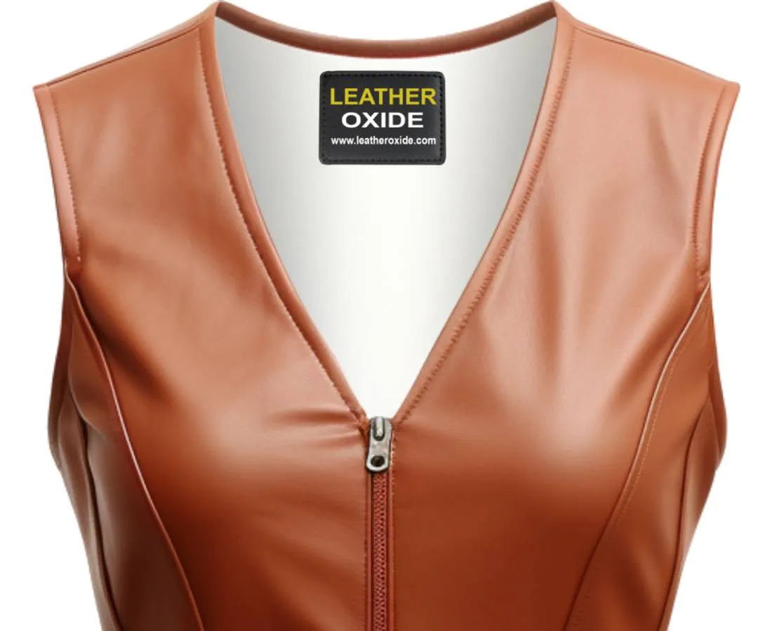 Women Classic Brown Leather Vest