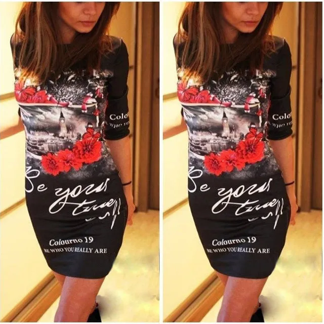 Women Summer Dresses New 2017 Casual Sexy Heart Cartoon Print Bodycon Pencil Woman Party Club Milk Silk Mini Dress Robe Vestidos