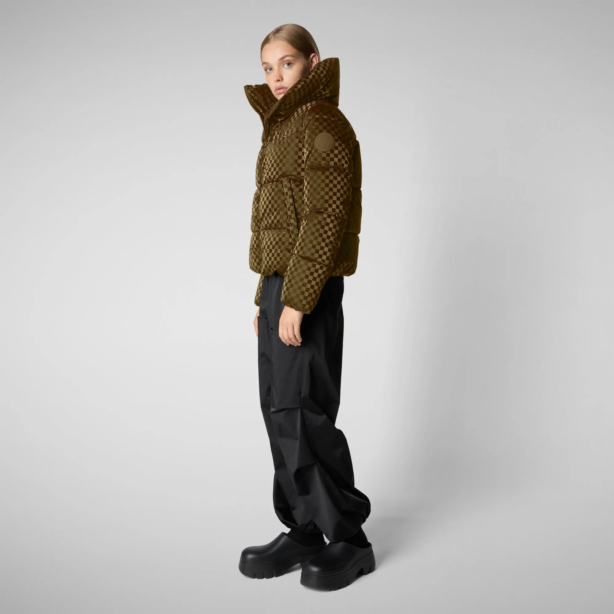 Women's Alas Animal free Puffer Jacket in Bark Green