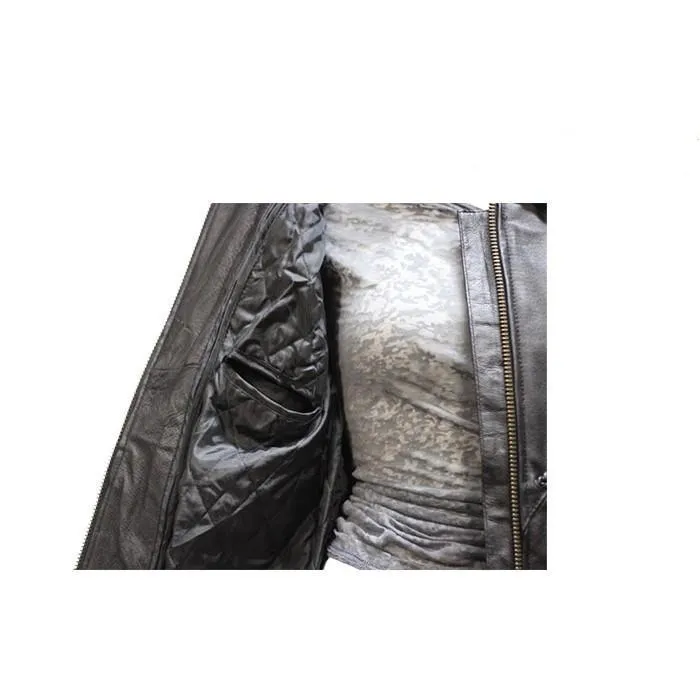 Women's Leather Motorcycle Jacket With Braid & Fringes, LJ246-01-DL