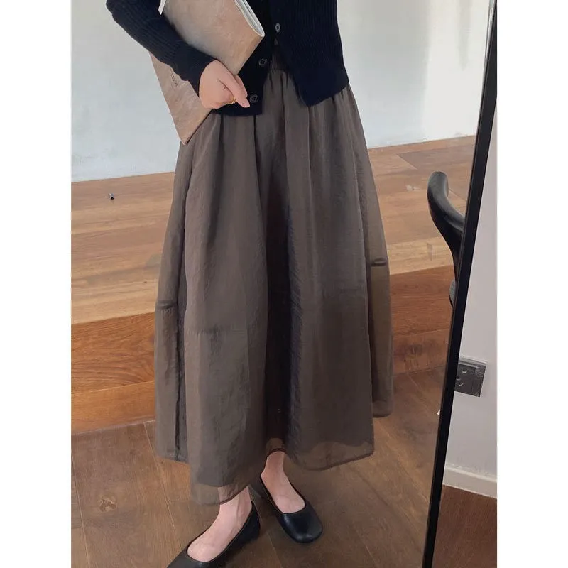 Women's Mid-length Bag Hip A-line Umbrella Skirt