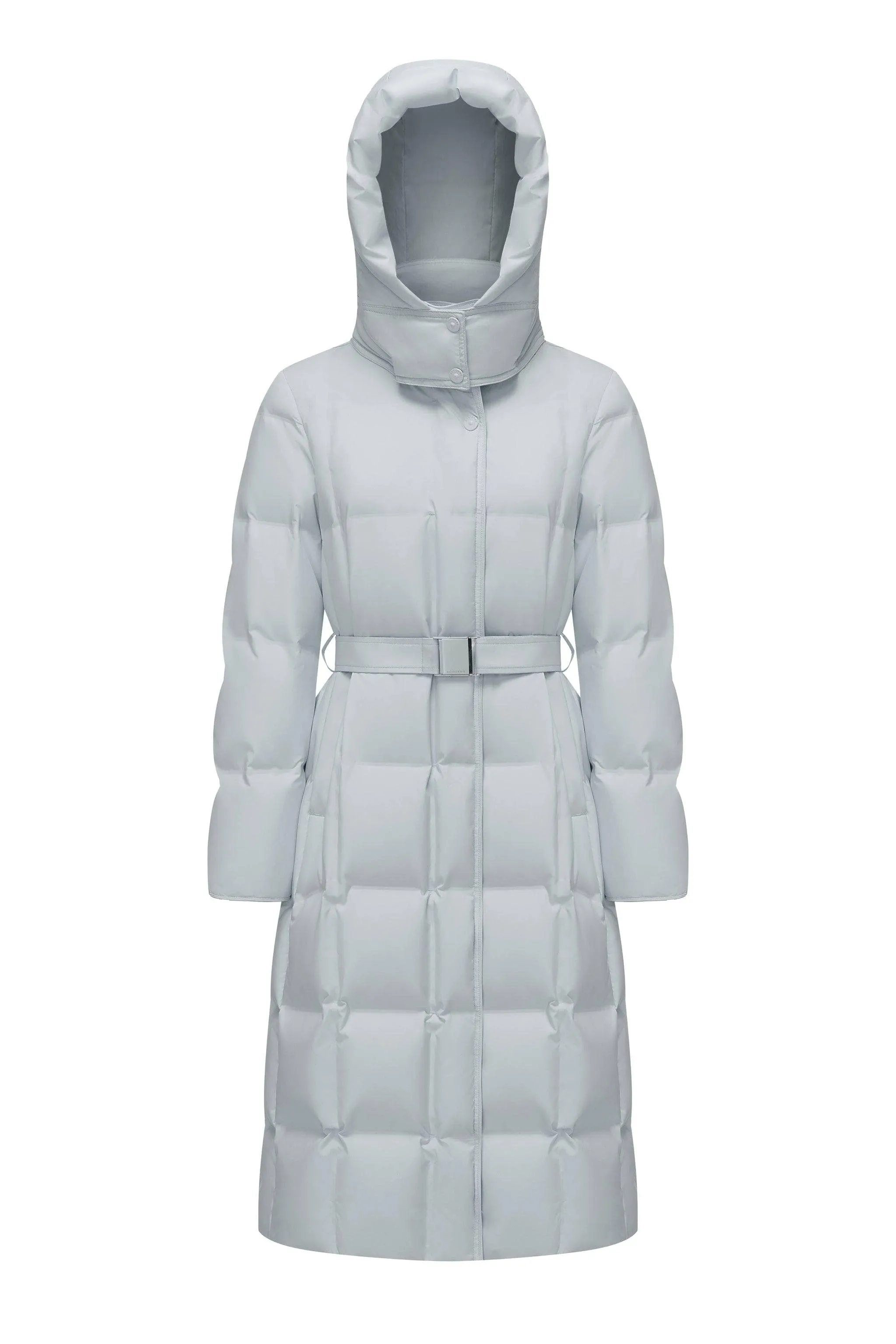 Women’s Patterned Long Goose Down Coat With Belt