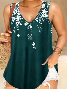 Womens Plus Size Floral Tank Top for Casual Wear