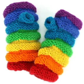 Wool Knit Arm Warmer - Ruched - Rainbow