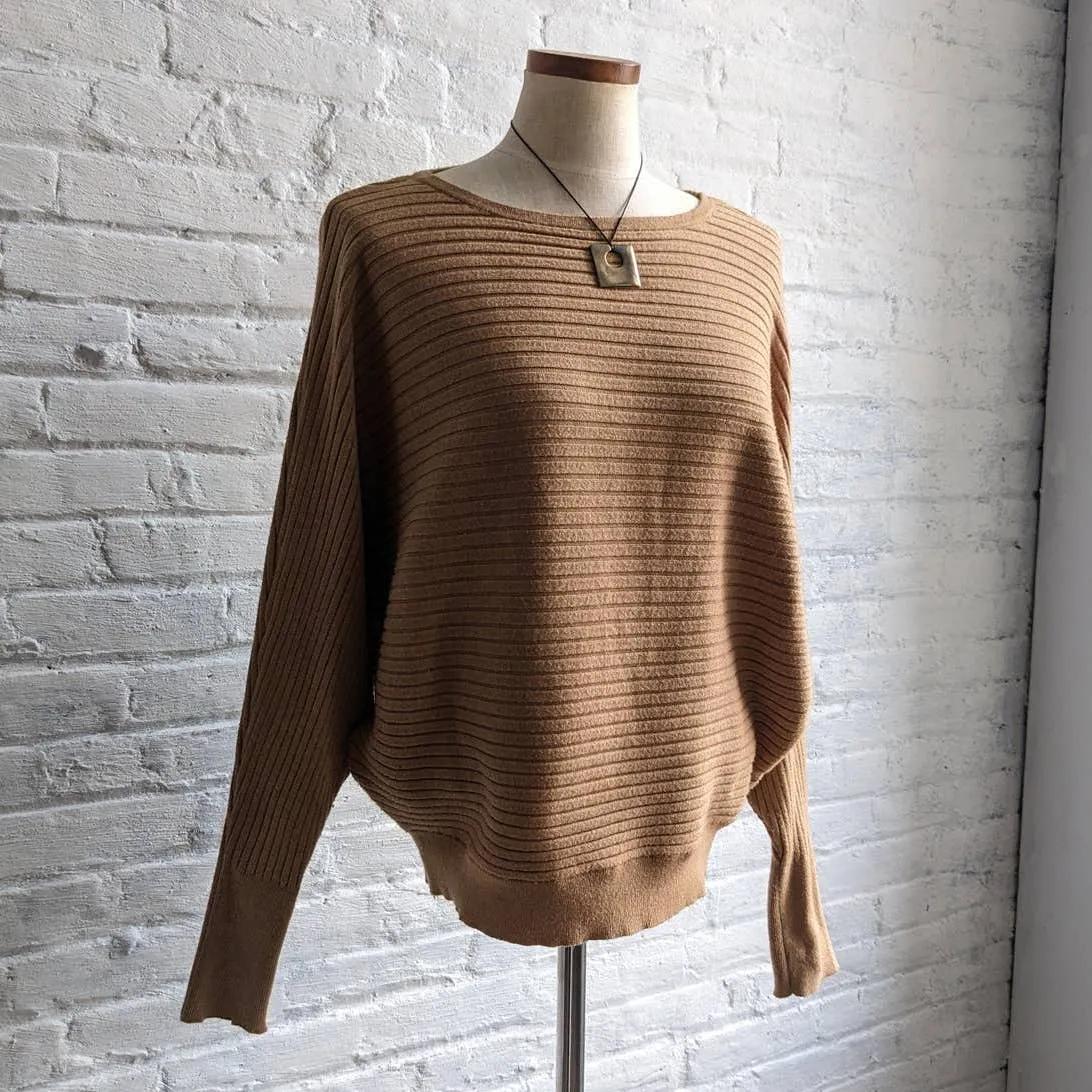 Y2K Slouchy Minimalist Neutral Boho Chic Sweater Chunky Ribbed Knit Retro Top